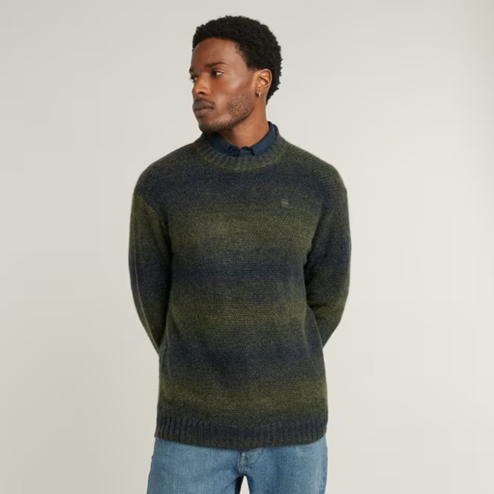 G-Star Green Gradient Knitted Sweater, Size XS